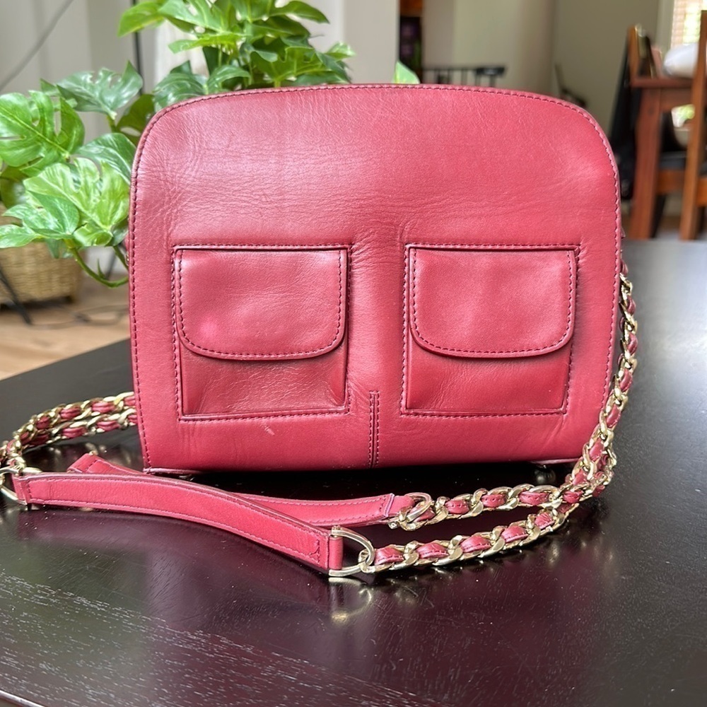Stuart Weitzman red leather pod bag shoulder bag